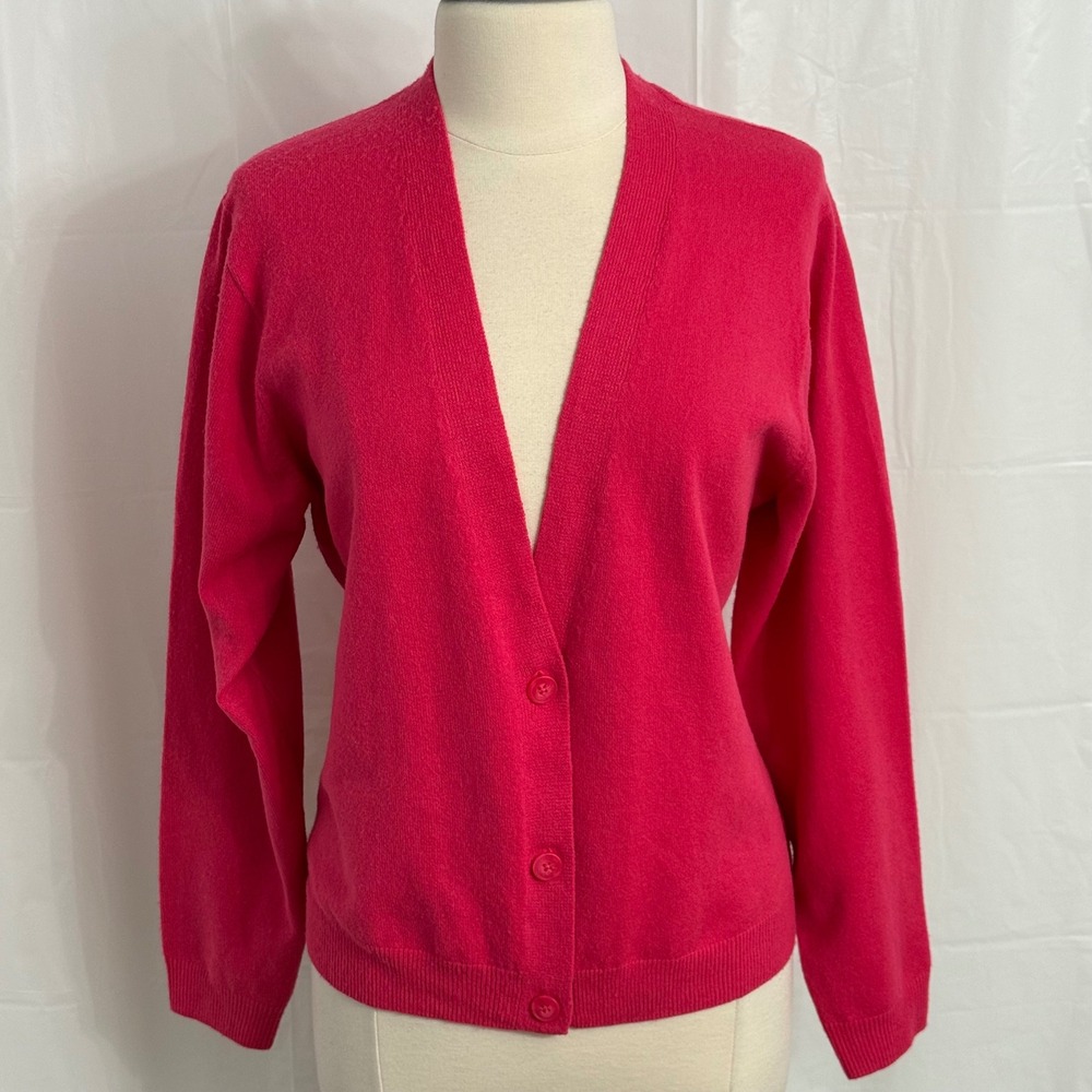 A New Day Women's Vibrant Hot Pink V-Neck Button Cardigan
